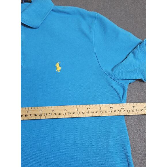 Ralph Lauren Shirt Mens Medium Blue Polo Yellow Pony Logo Casual Rugby Preppy - Picture 6 of 8